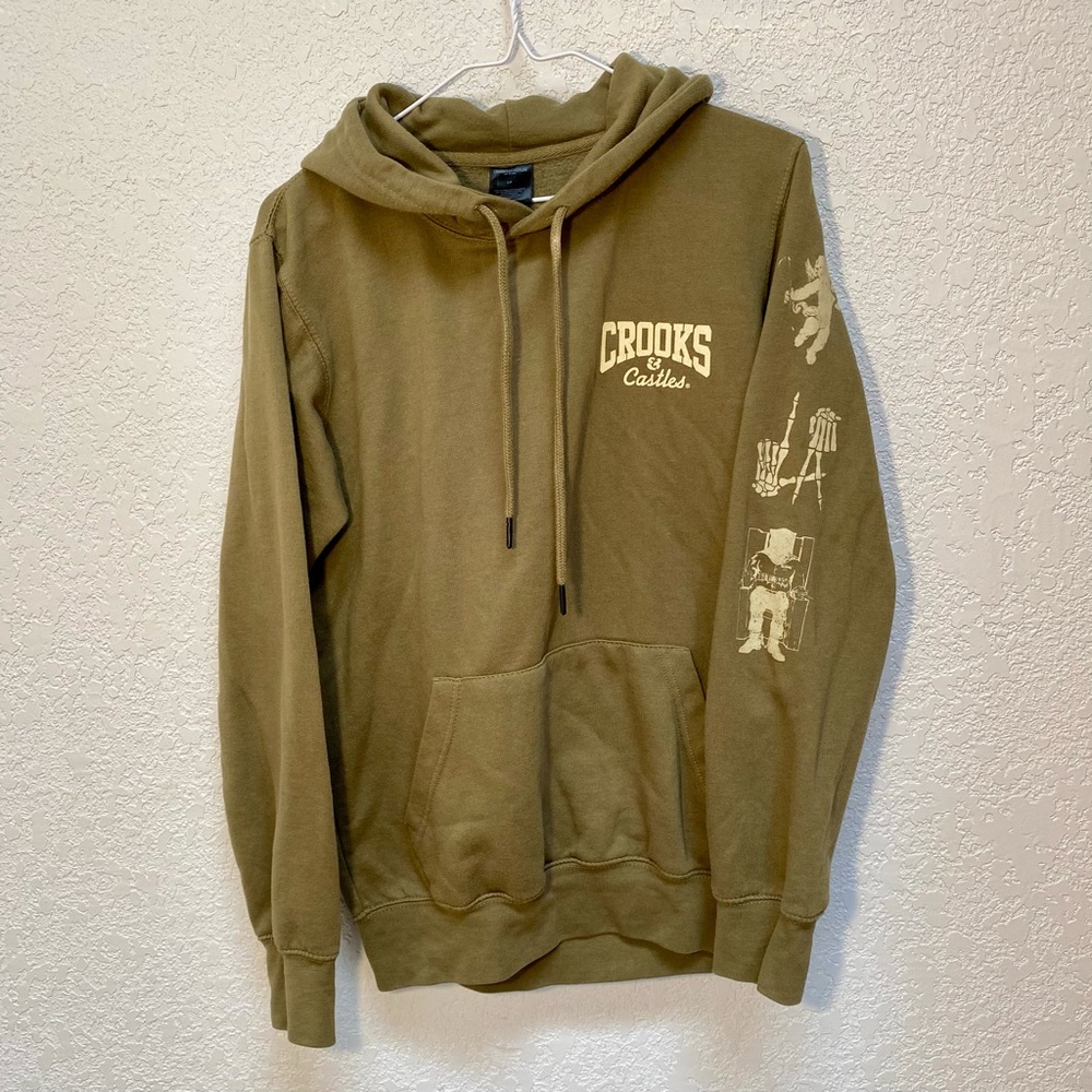 Crooks & Castles Death Row Hoodie Men’s S Pullover Tan Brown Graphics Snoop Dogg